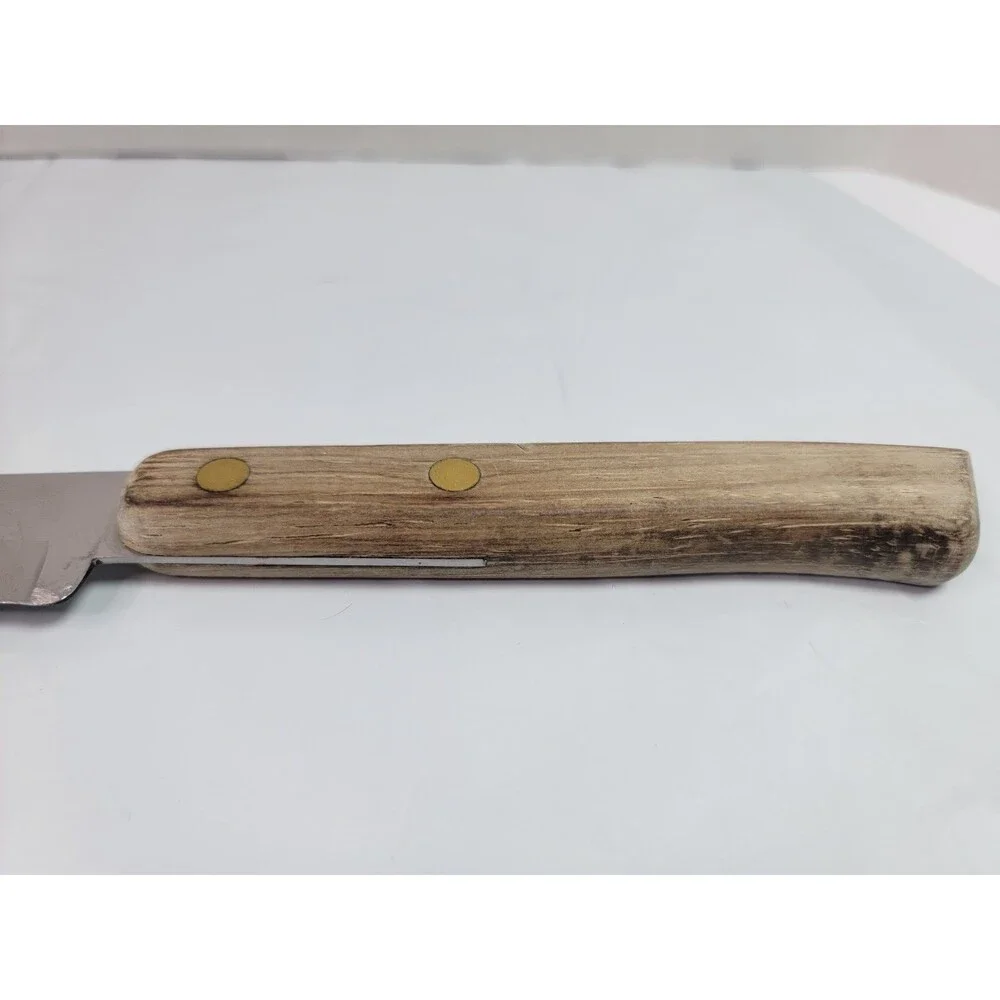 Vintage Flint Stainless Vanadium USA 7.25” Carving Slicing Knife Wood Handle